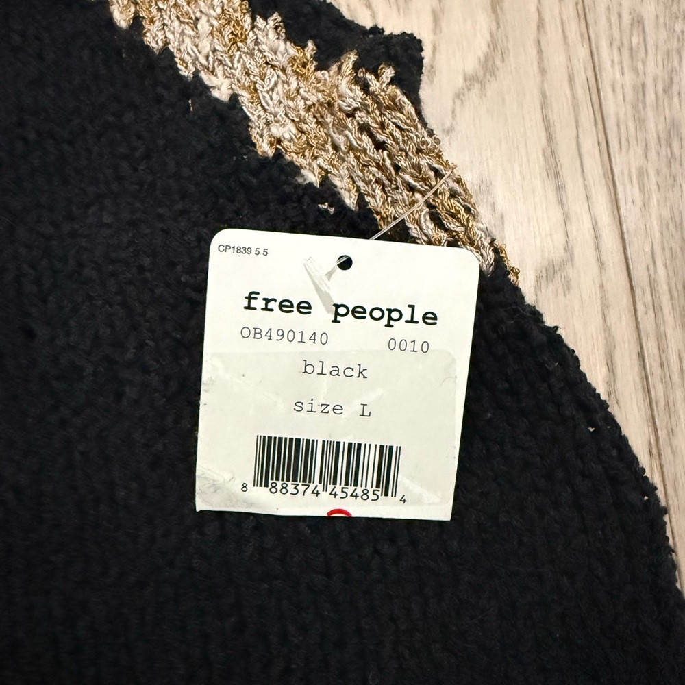 Free People Hold On Sweater Tunic Tank Top Cover Up - Black - Picture 3 of 6